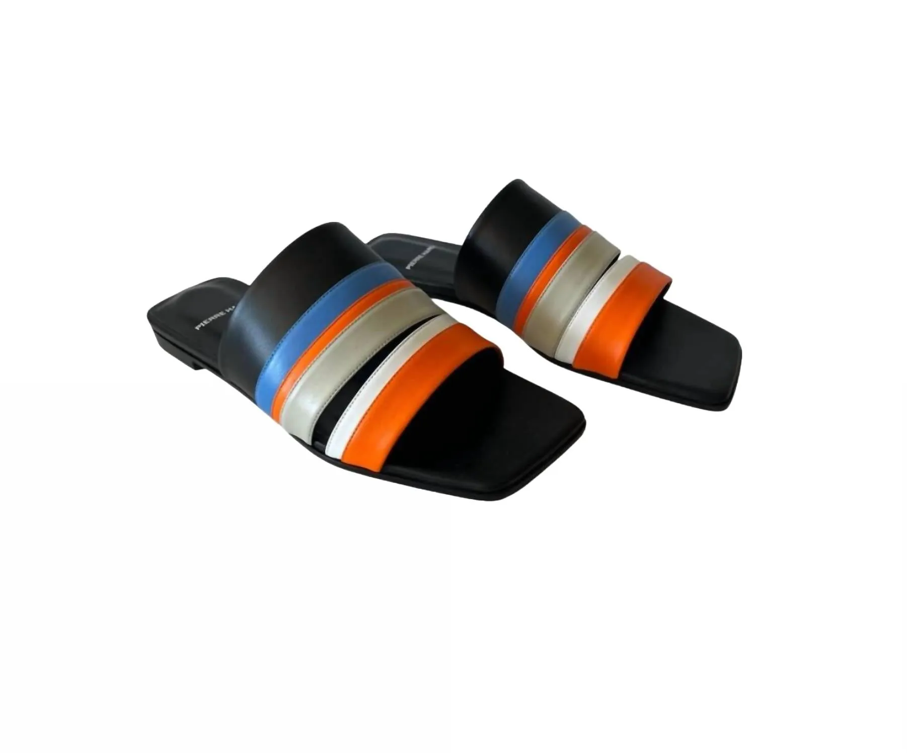 Alpha Capri Mule Slides In Orange Blue Black