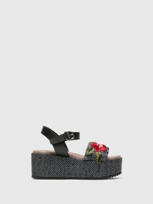 Black Buckle Sandals