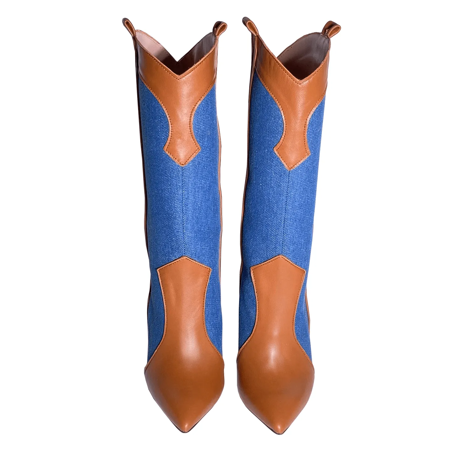 CLARA DENM/LEATHER BROWN