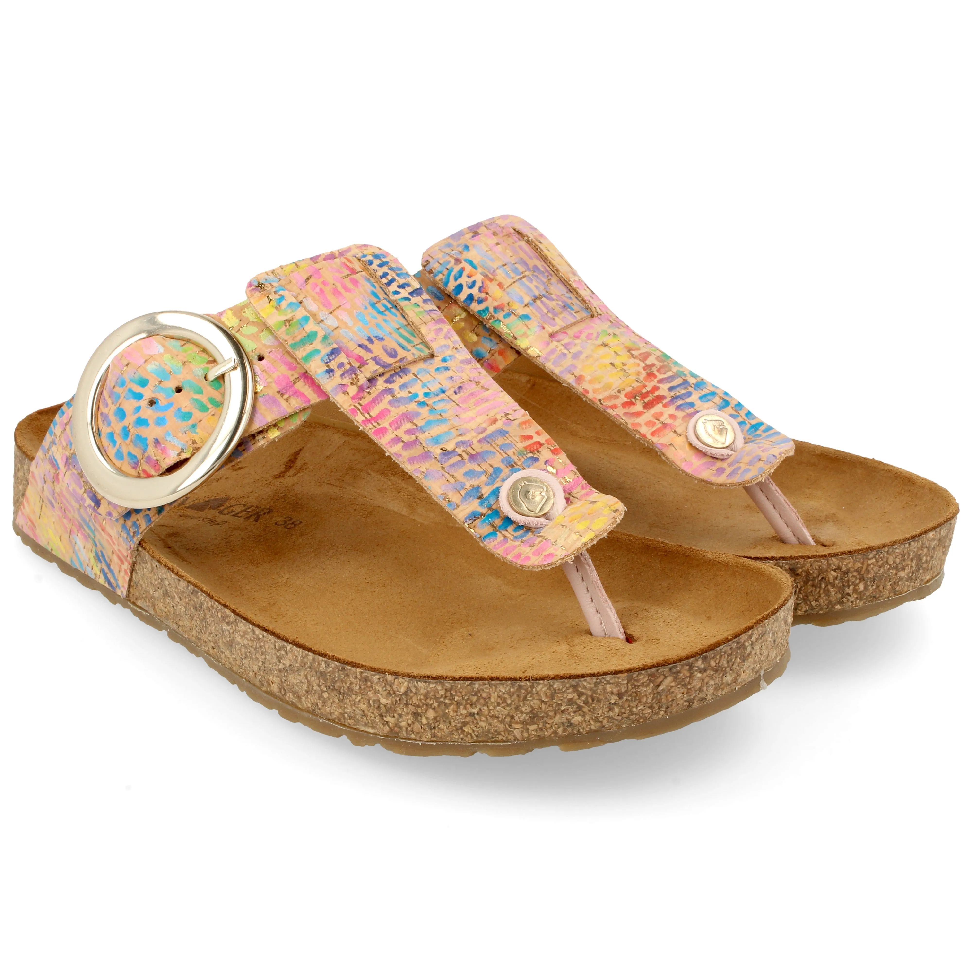 Corinna Round Buckle - Rainbow Cork||Corinna avec une boucle ronde - Lige arc-en-ciel