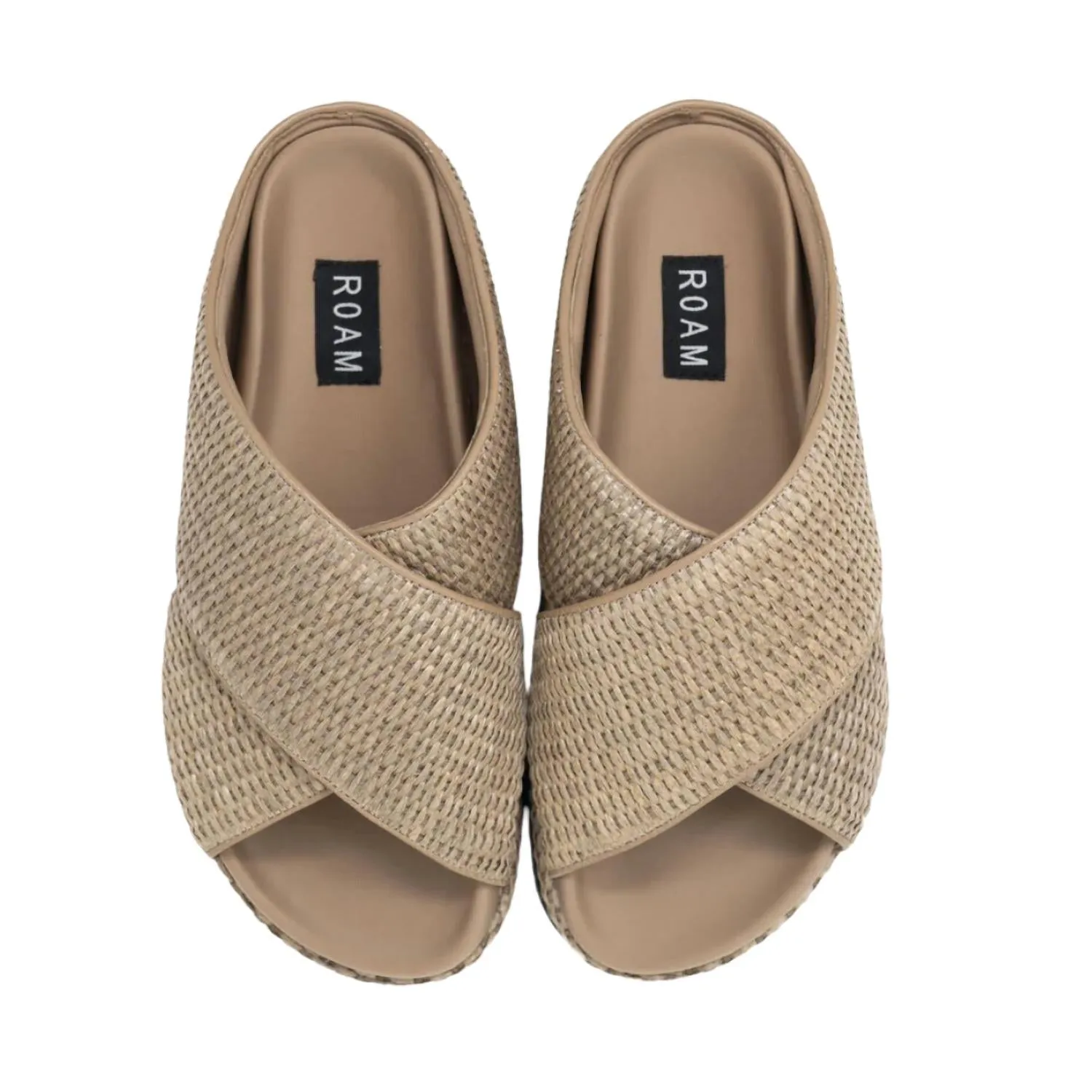 Cross Stack Platform Sandals In Natural