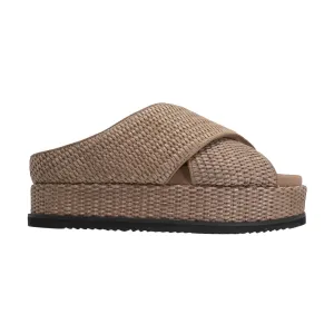 Cross Stack Platform Sandals In Natural