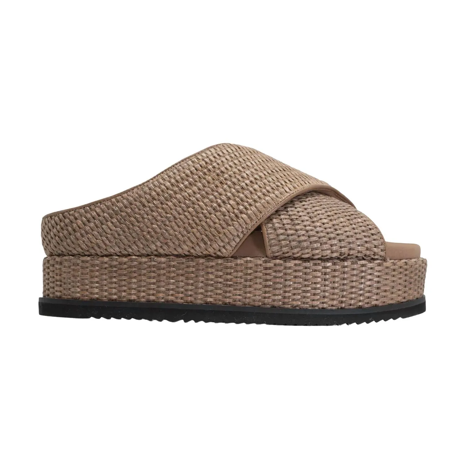 Cross Stack Platform Sandals In Natural