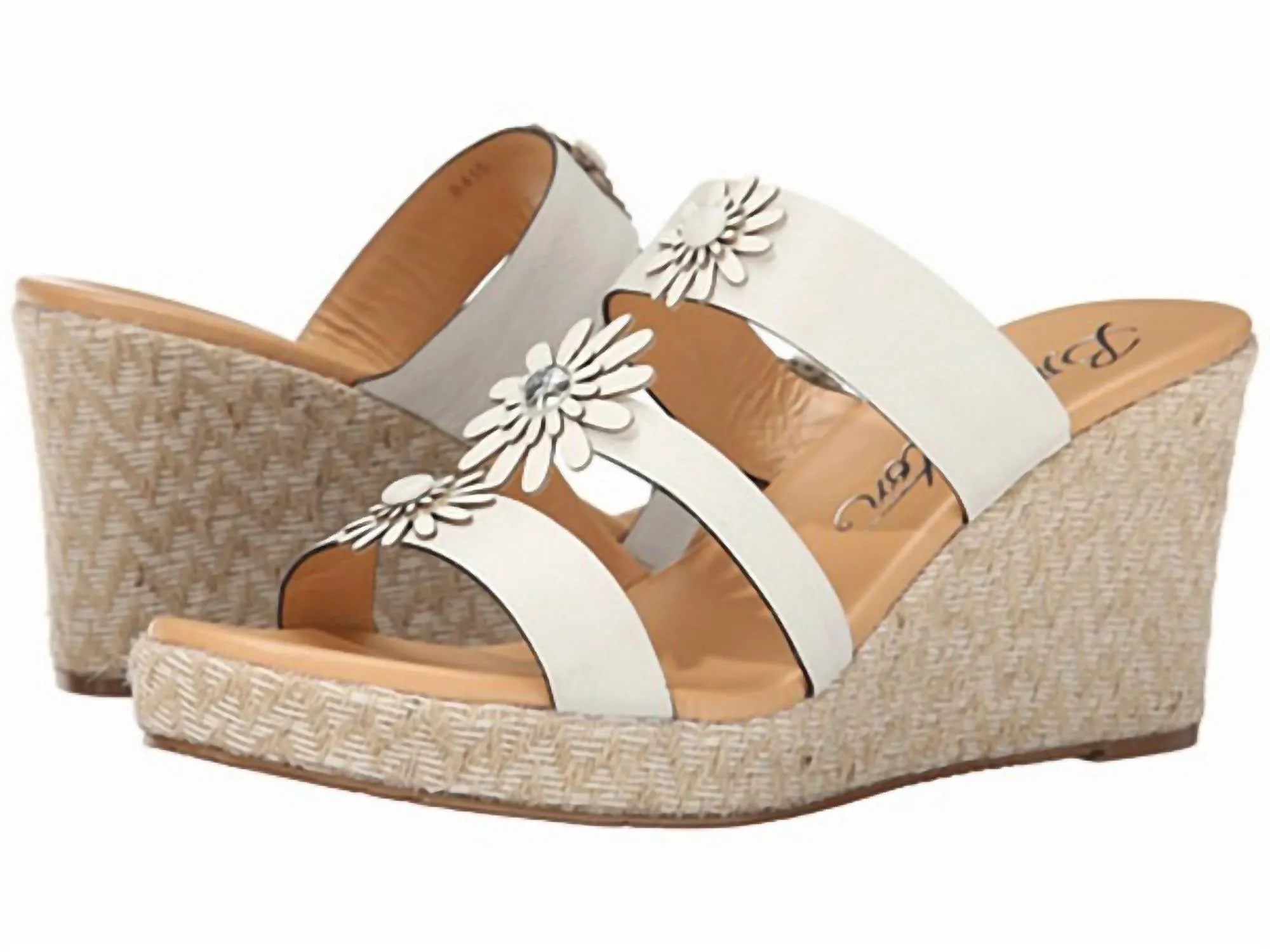 Dandy Daisy Ivory White Leather Strappy Slip On Wedge Sandal Shoe