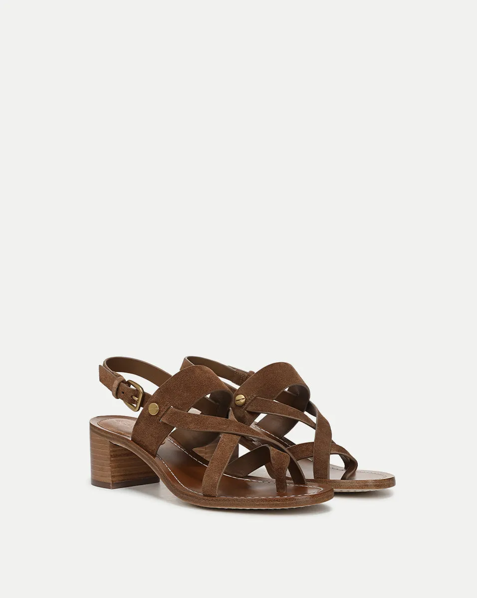 Elodie Suede Block-Heel Sandal