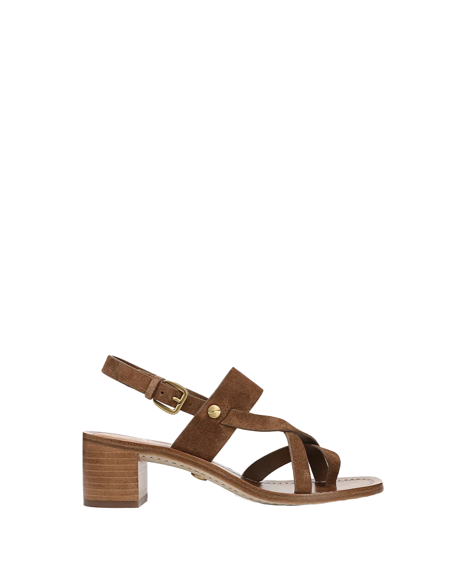 Elodie Suede Block-Heel Sandal