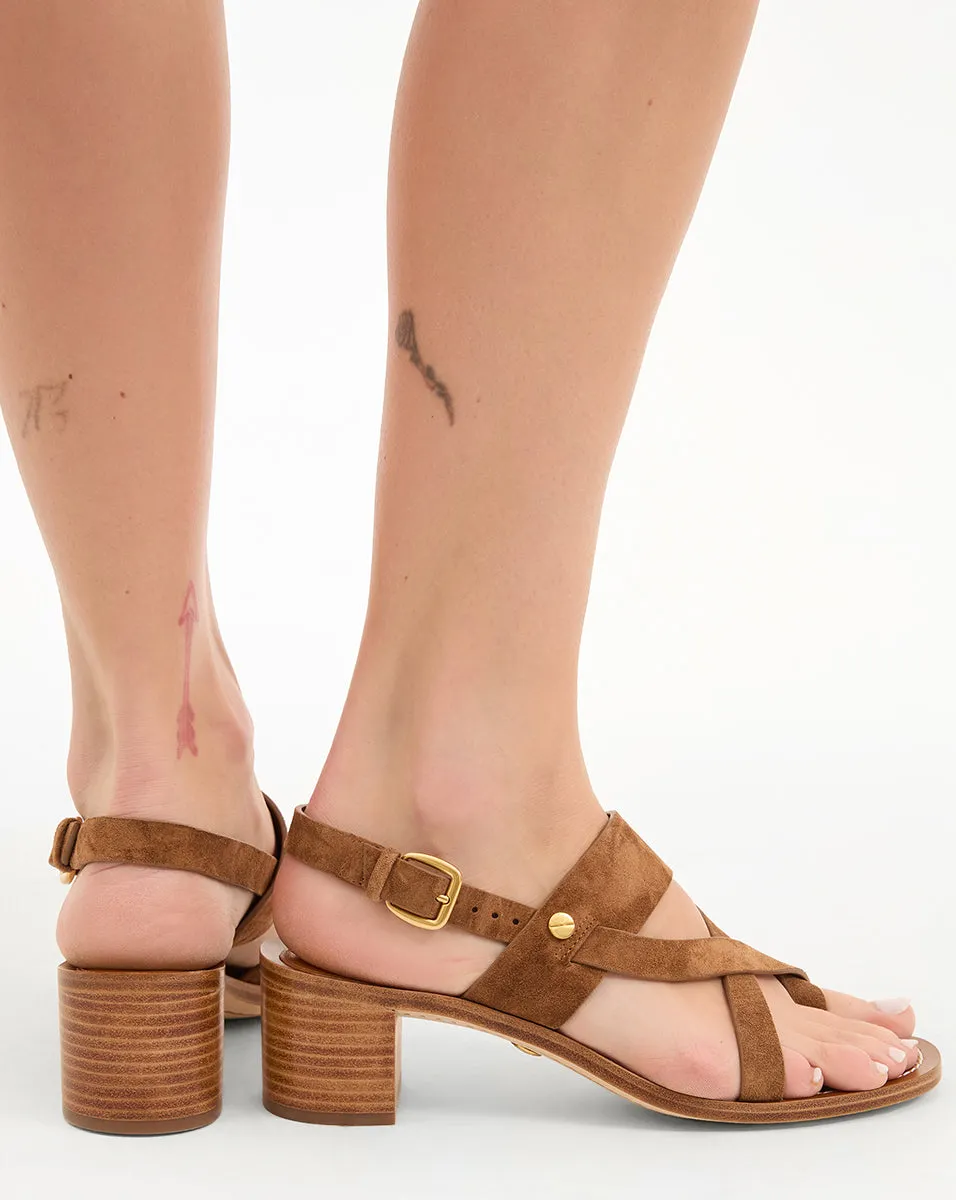 Elodie Suede Block-Heel Sandal