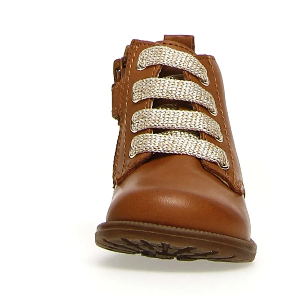 Falcotto Girl's Robin Spazz Shoes, Cognac Lace Lurex