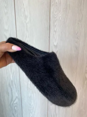 FURRY10 - BLACK CALFSKIN HAIR SANDALS