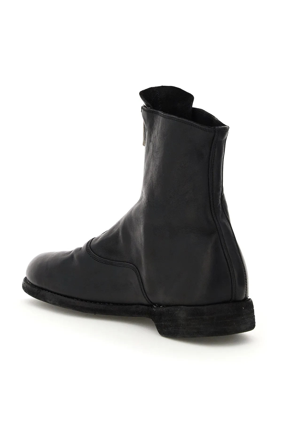Guidi front zip leather ankle boots