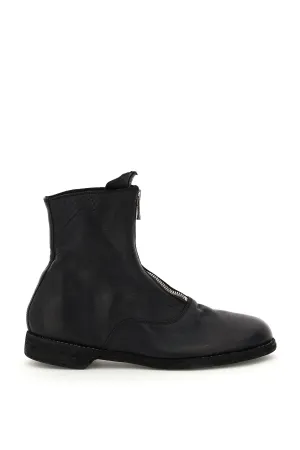 Guidi front zip leather ankle boots