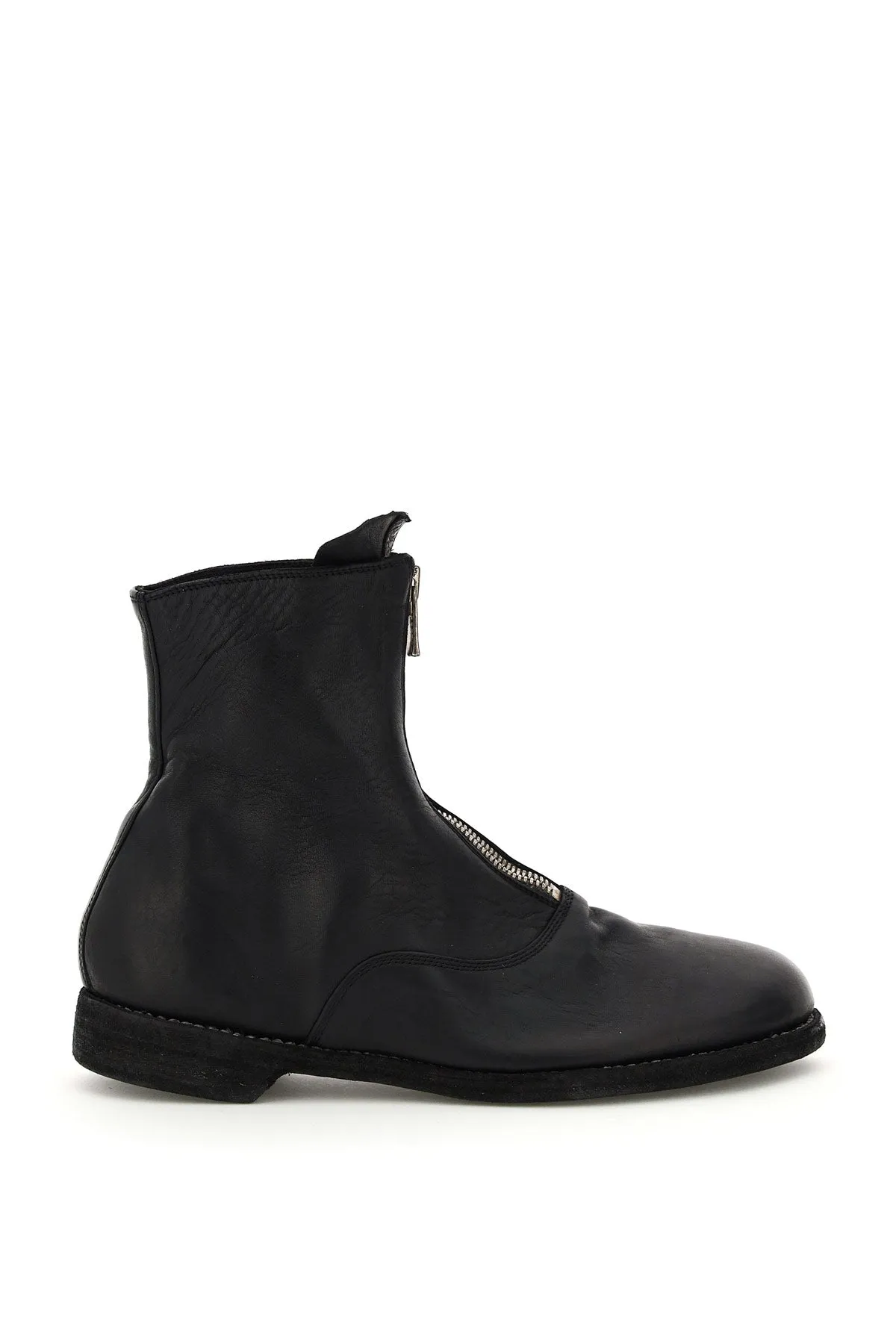 Guidi front zip leather ankle boots