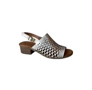 Hudson Gold Leather Lazer Cut Sandal