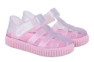 Igor Girl's Nico Cristal Sandal - Clear/Rosa