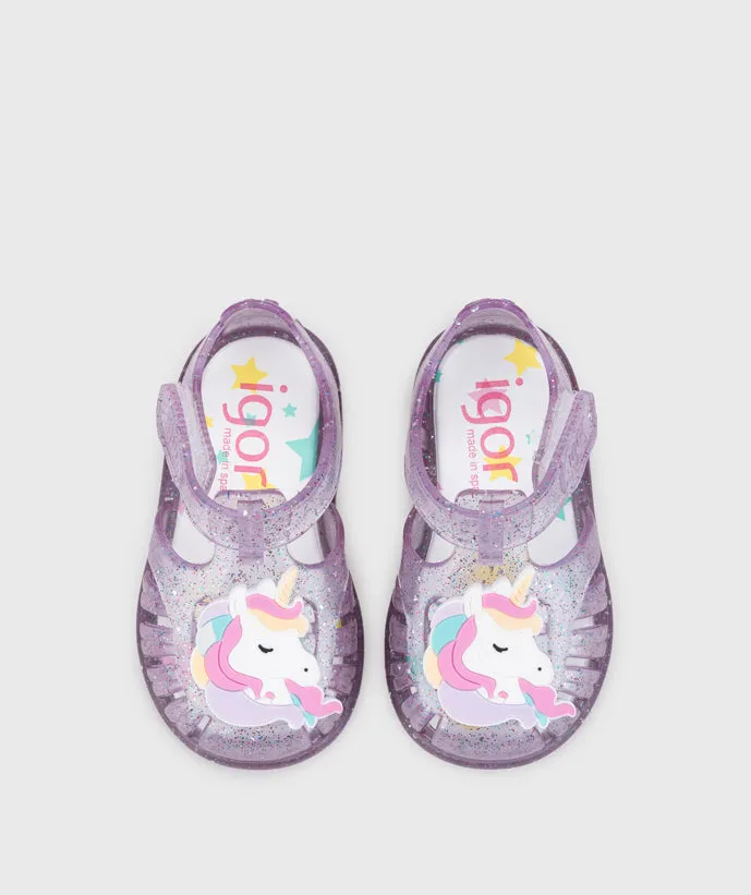 Igor Girl's Tobby Unicornio Sandals - Tr.Malva Multi Glitter