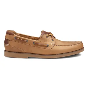 Johnston & Murphy Men's Ventura 2-Eye Boat Shoe Tan Full Grain