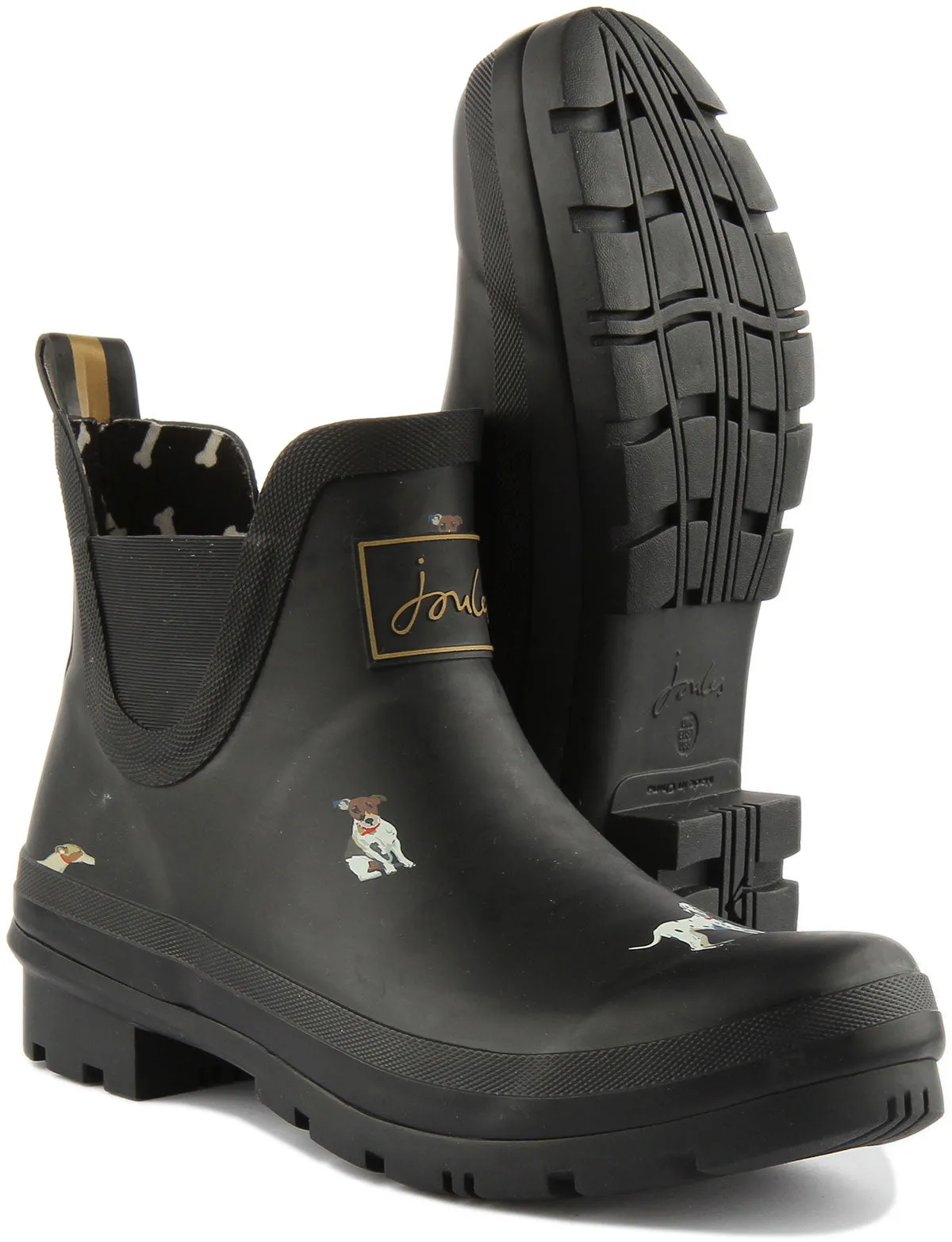 Joules Wellibob In Black Dog Print For Women