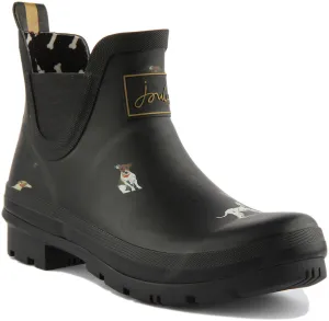 Joules Wellibob In Black Dog Print For Women