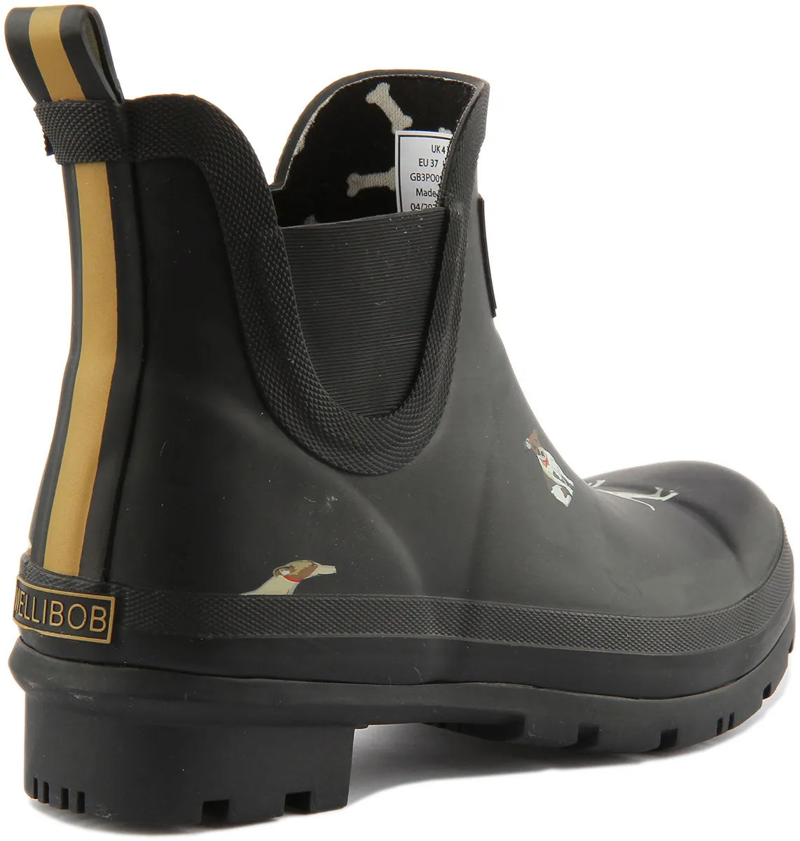 Joules Wellibob In Black Dog Print For Women