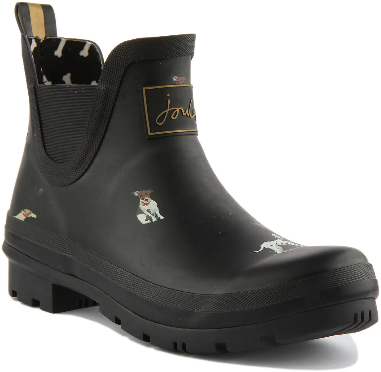 Joules Wellibob In Black Dog Print For Women