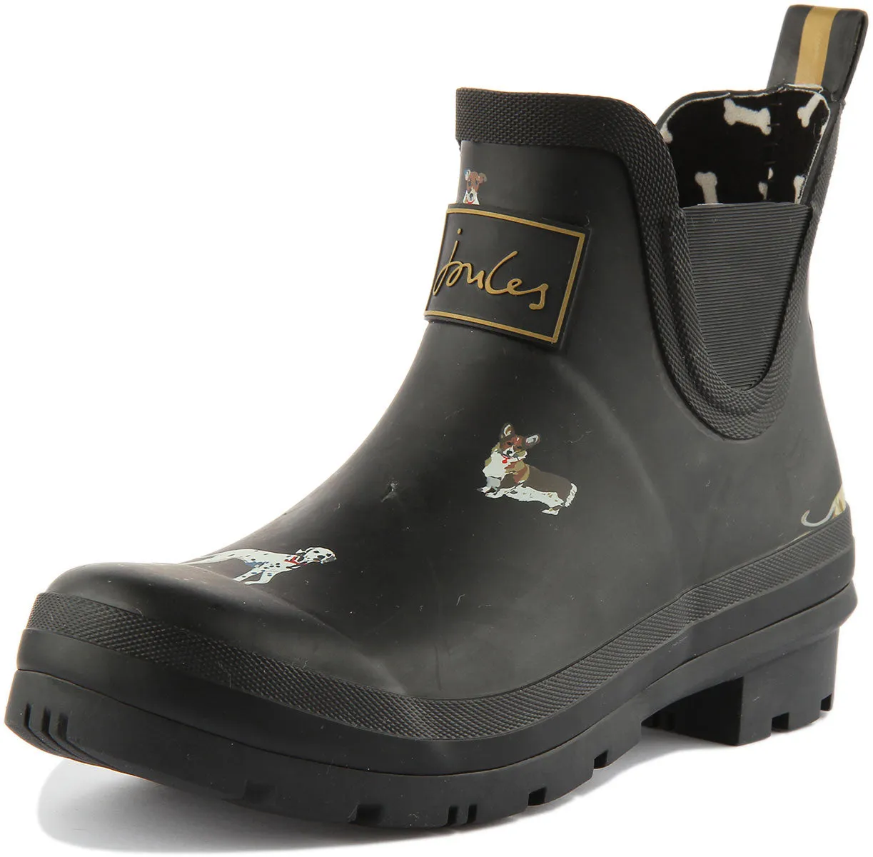 Joules Wellibob In Black Dog Print For Women