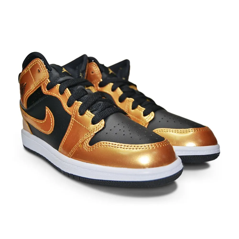 Juniors Nike Air Jordan 1 Mid SE - DR6967 071 - Black Metallic Gold White