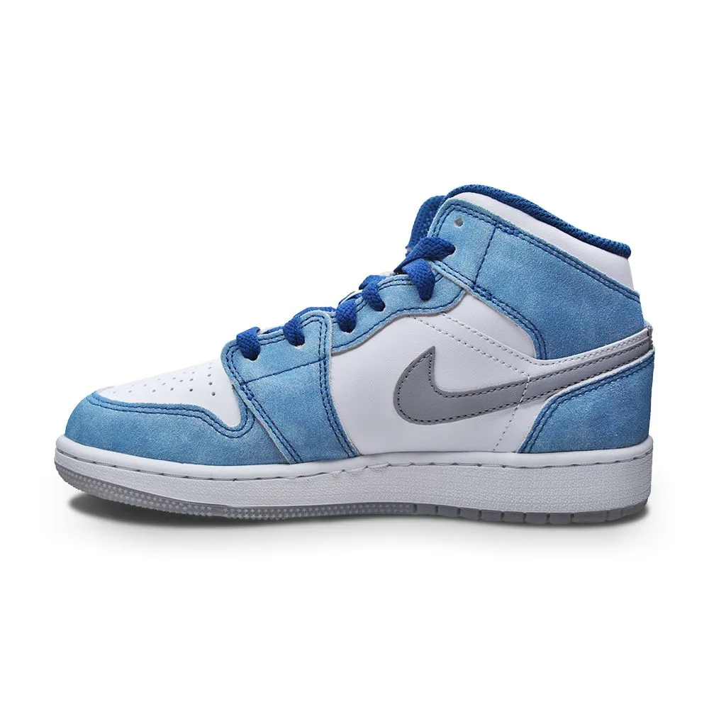 Juniors Nike Air Jordan 1 Mid SE (GS) - DR6235 401 - French Blue Fire Red White