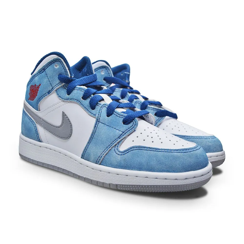 Juniors Nike Air Jordan 1 Mid SE (GS) - DR6235 401 - French Blue Fire Red White