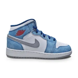 Juniors Nike Air Jordan 1 Mid SE (GS) - DR6235 401 - French Blue Fire Red White