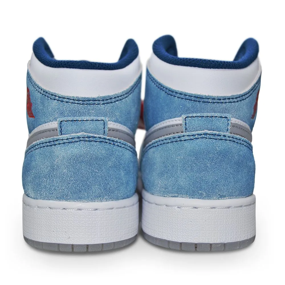 Juniors Nike Air Jordan 1 Mid SE (GS) - DR6235 401 - French Blue Fire Red White