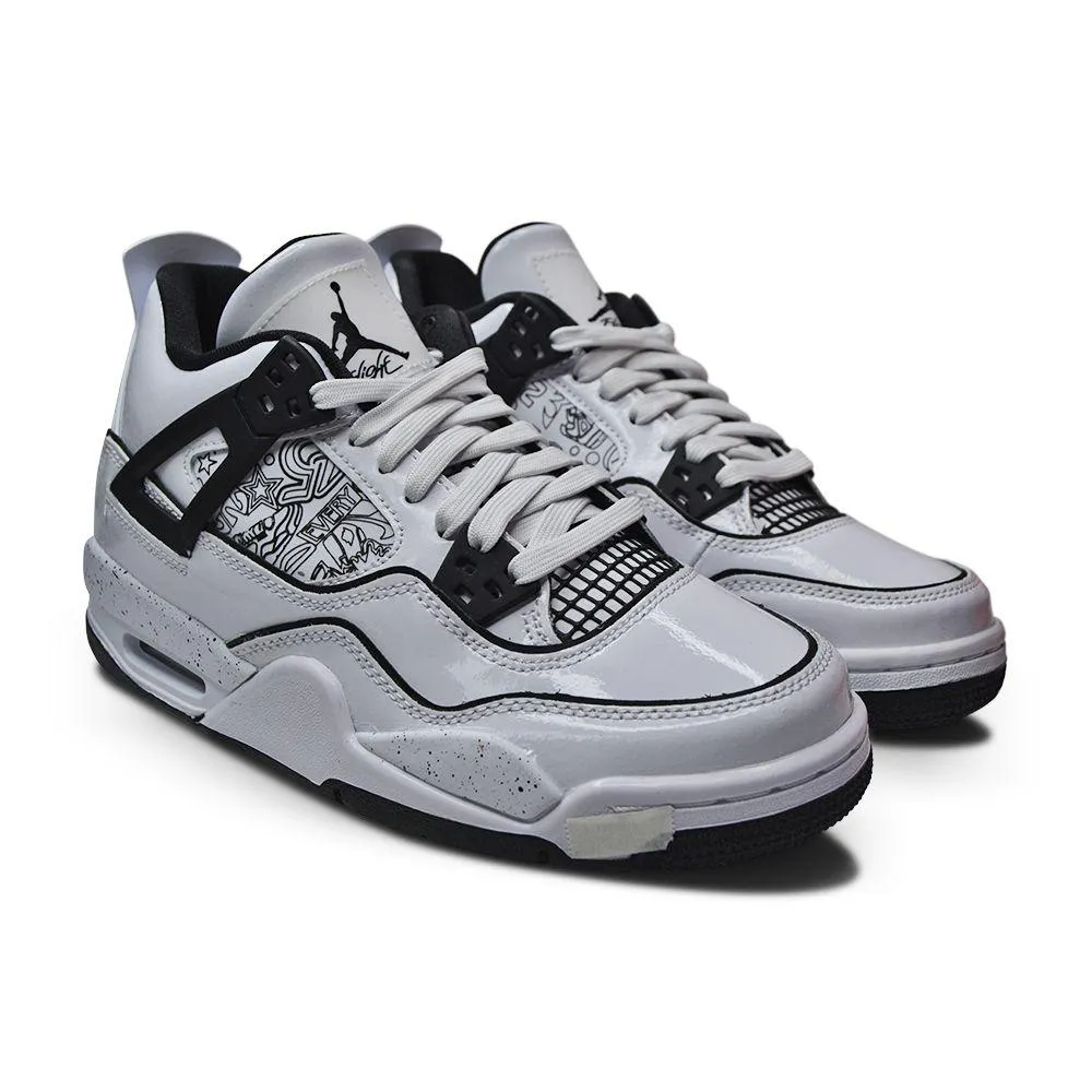 Juniors Nike Air Jordan 4 Retro SE (GS) - DC4101 100 - White Black Volt