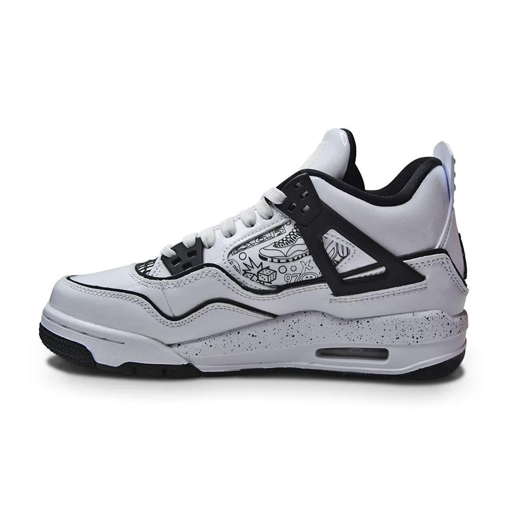 Juniors Nike Air Jordan 4 Retro SE (GS) - DC4101 100 - White Black Volt
