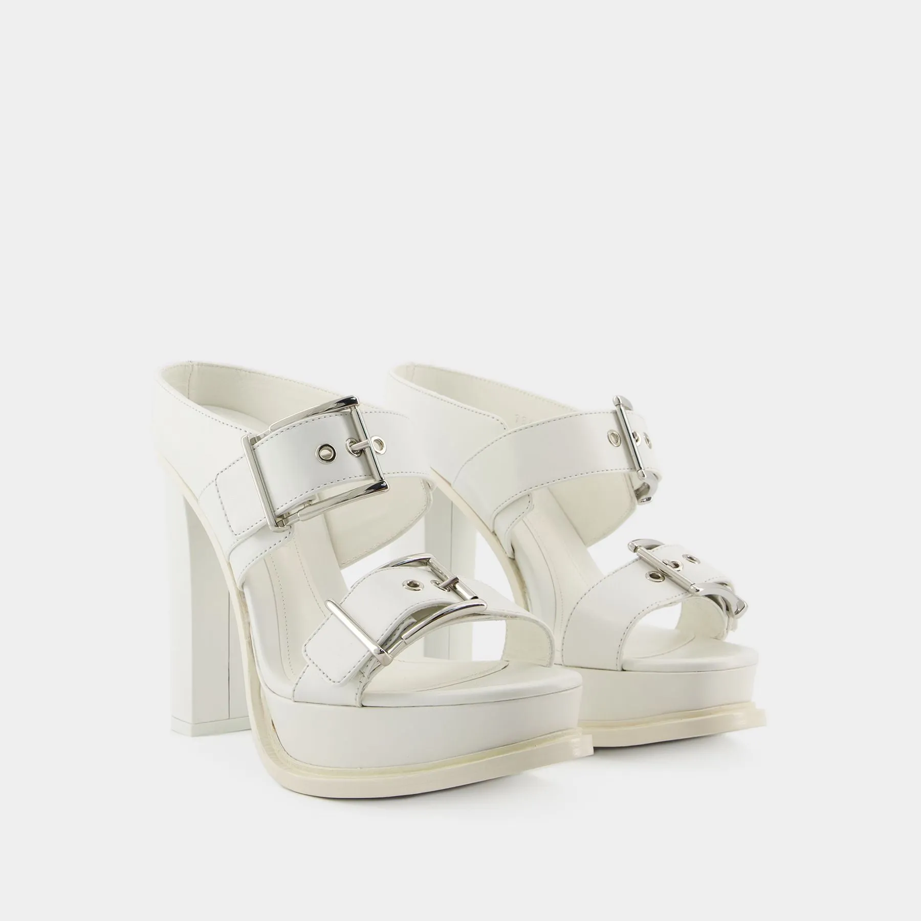 Leath S.Leath Sandales - Alexander Mcqueen - Leather - Ivoire/Argent