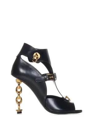 Leather Chain Heel Sandal 105