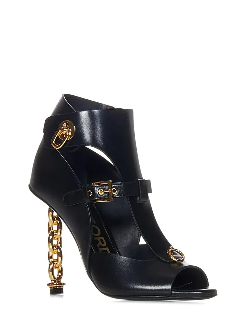 Leather Chain Heel Sandal 105