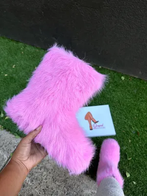 MELANIE21 - PINK FUR BOOTS