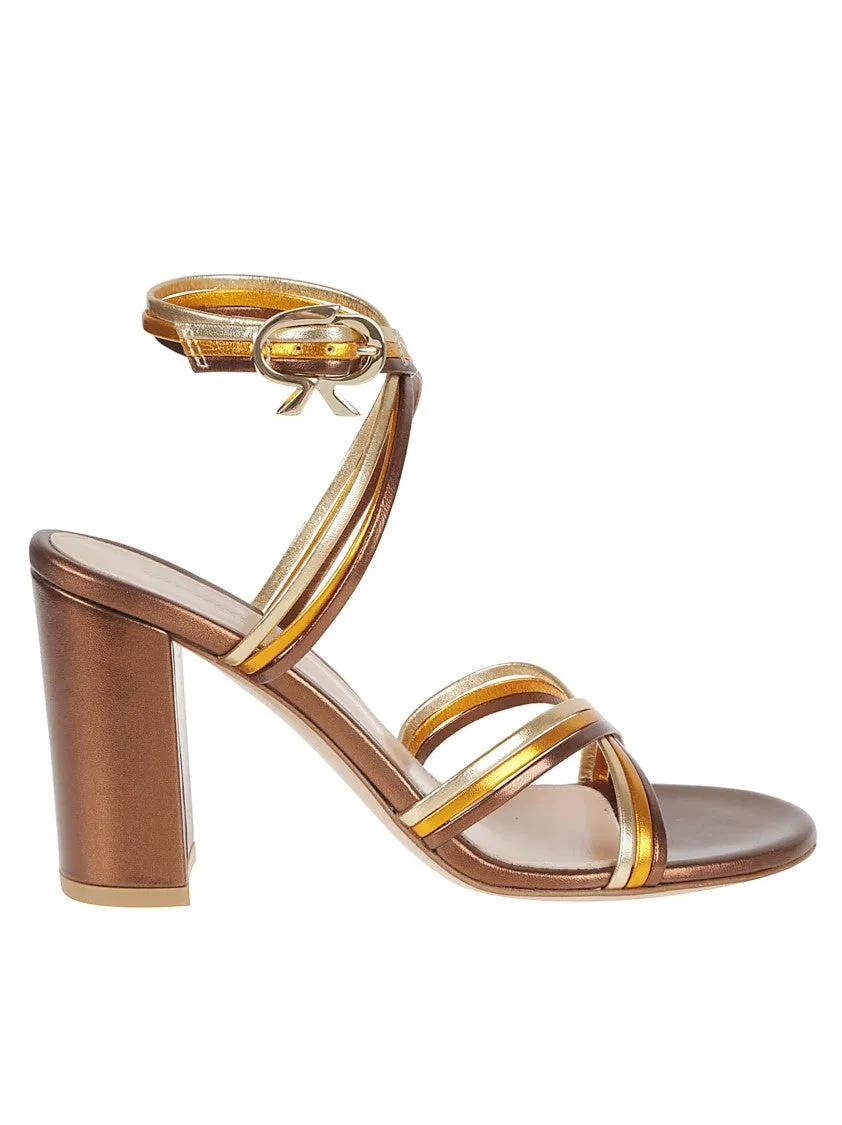 Metallic-Effect Leather Sandal