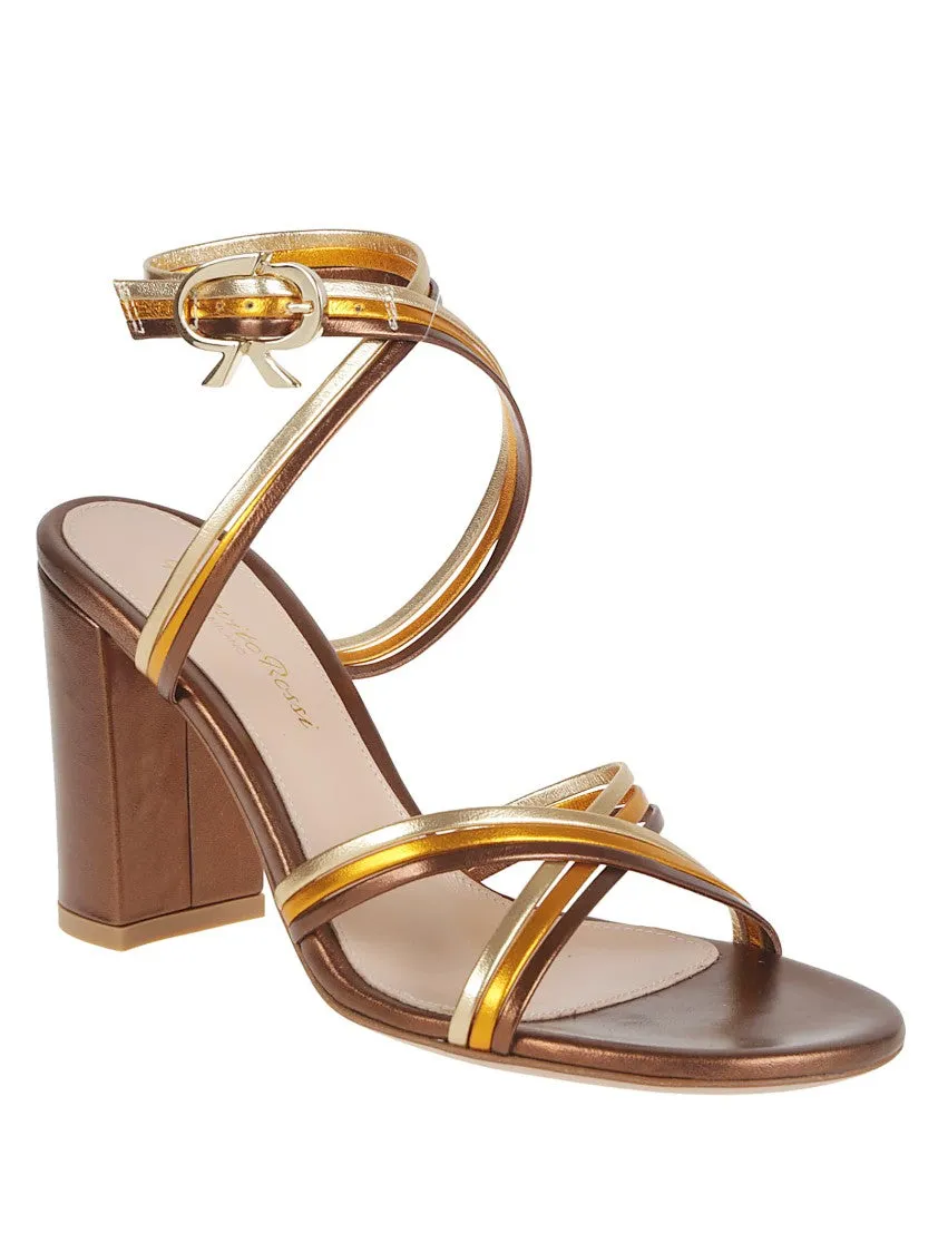 Metallic-Effect Leather Sandal