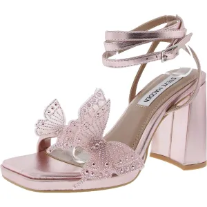 Monarch Womens Applique Faux Leather Block Heel