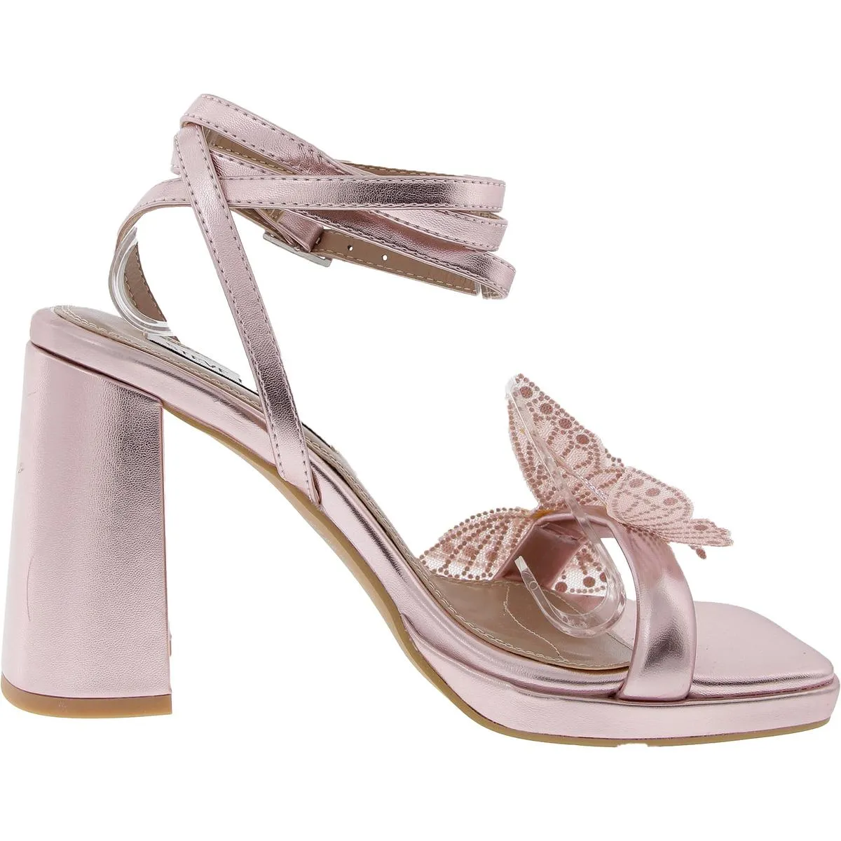 Monarch Womens Applique Faux Leather Block Heel