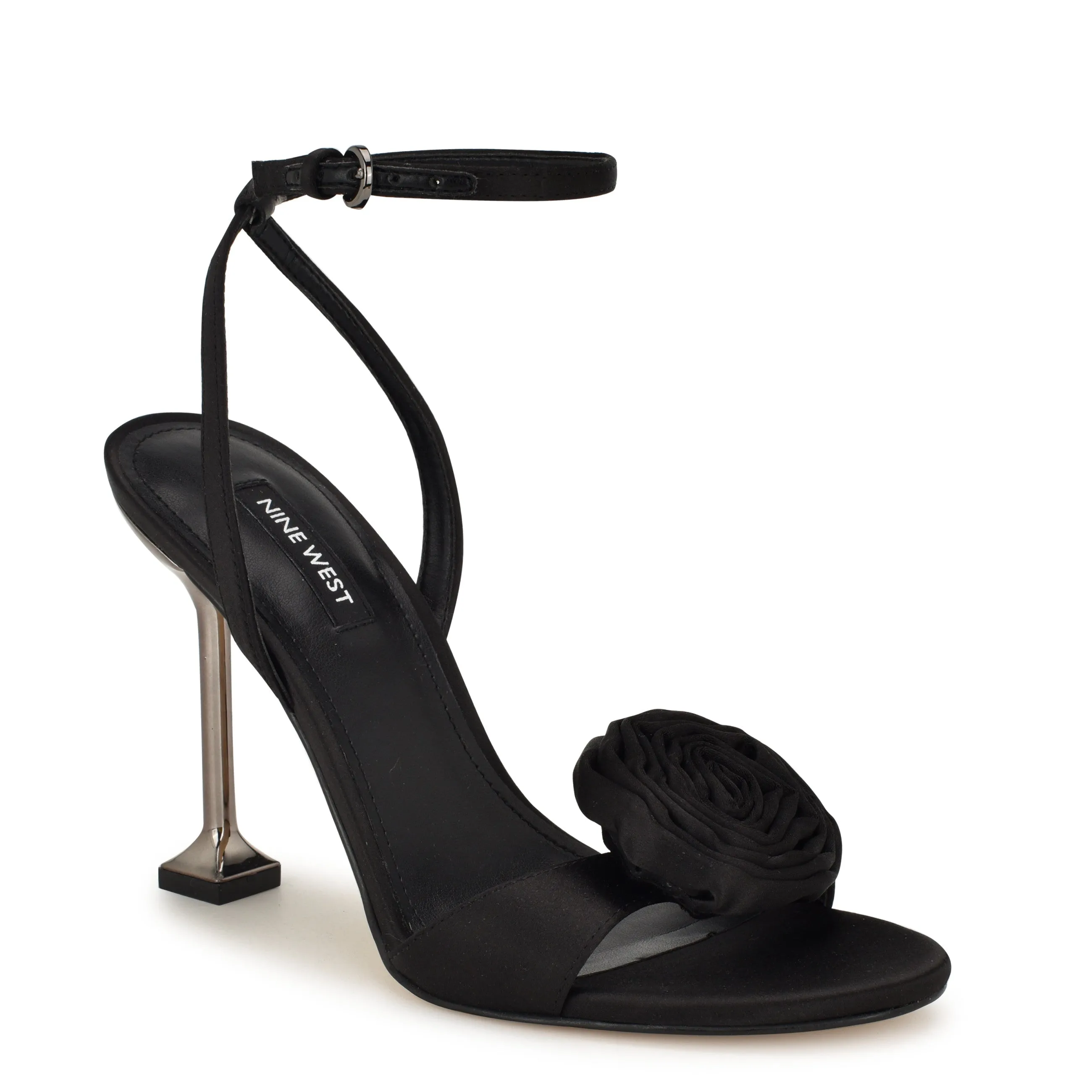 Neve Rosette Ankle Strap Sandals