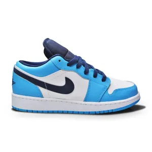 Nike Air Jordan 1 Low for Big Kids GS 553560 144 White DK Powder Blue Obsidian