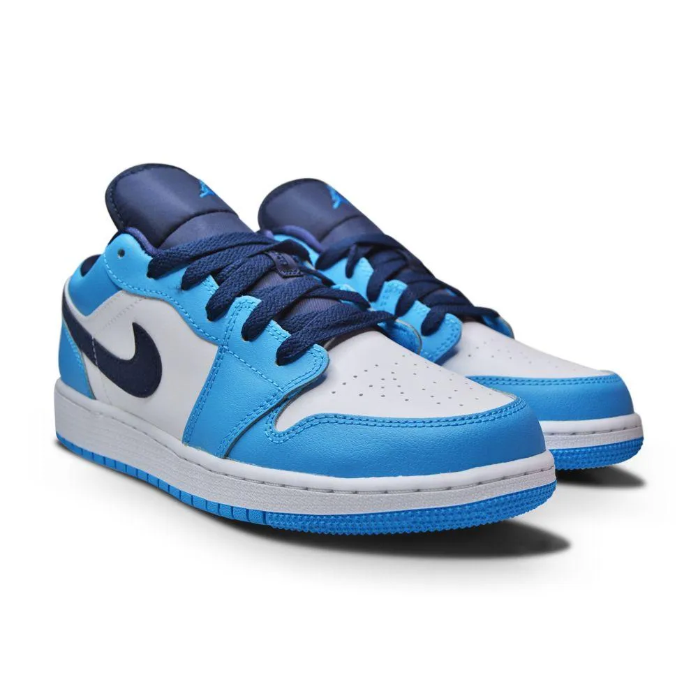 Nike Air Jordan 1 Low for Big Kids GS 553560 144 White DK Powder Blue Obsidian