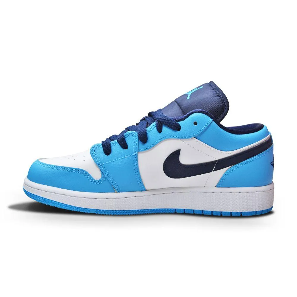Nike Air Jordan 1 Low for Big Kids GS 553560 144 White DK Powder Blue Obsidian