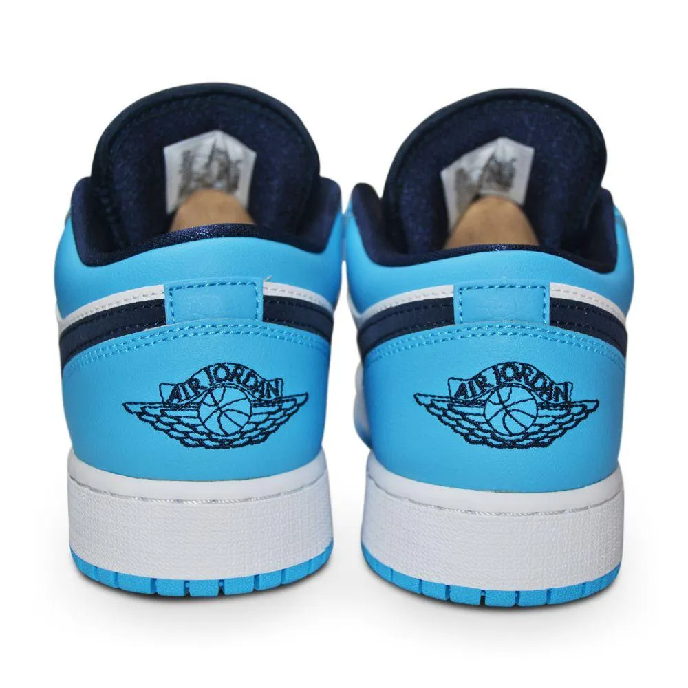 Nike Air Jordan 1 Low for Big Kids GS 553560 144 White DK Powder Blue Obsidian
