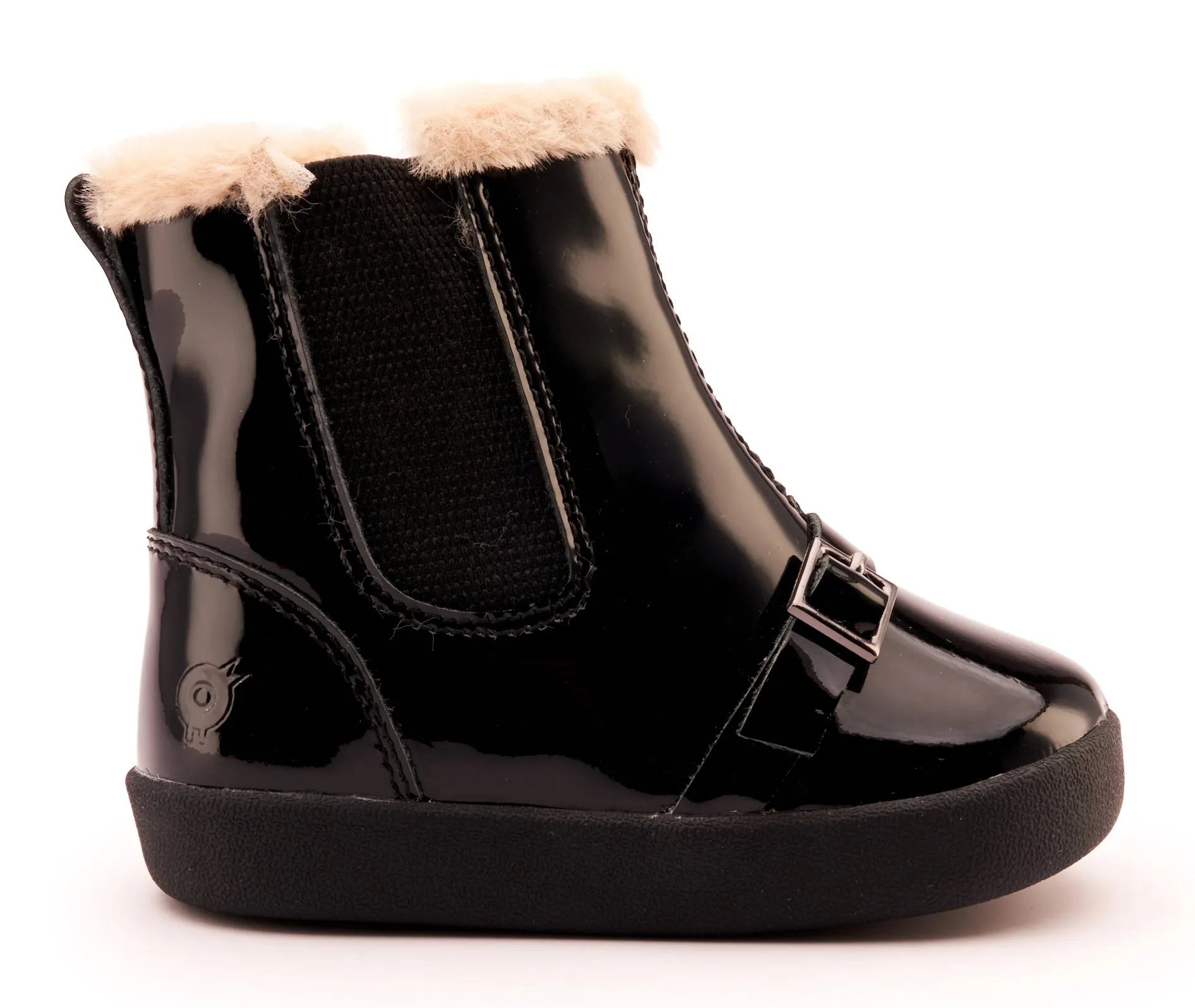 Old Soles Girl's 378 Buckle My Boot Booties - Black Patent