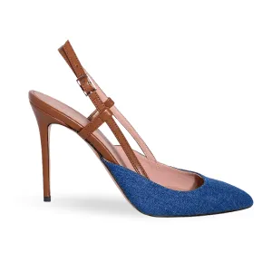 PERLA BROWN LEATHER/DENIM