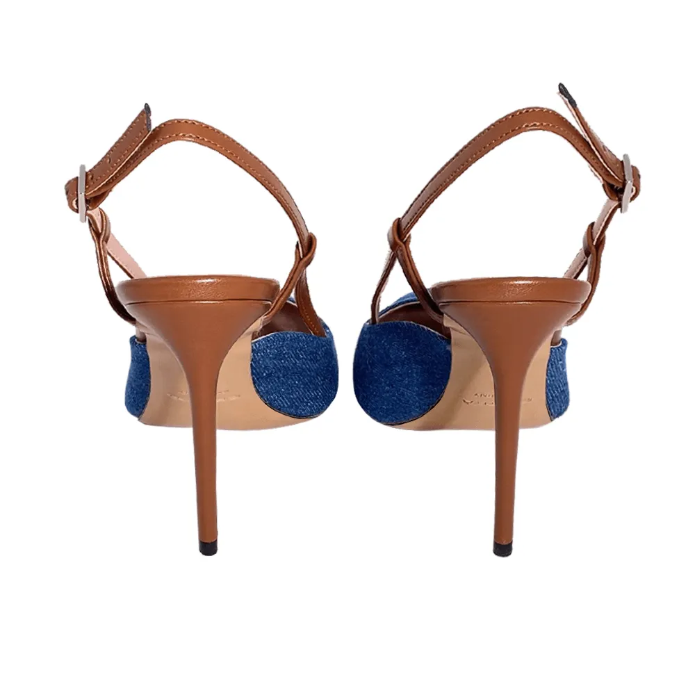 PERLA BROWN LEATHER/DENIM