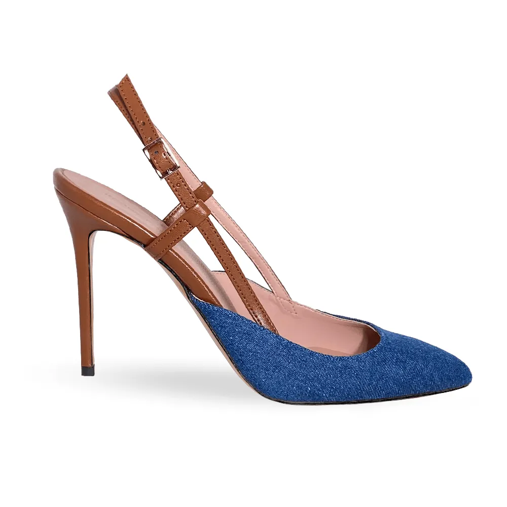 PERLA BROWN LEATHER/DENIM