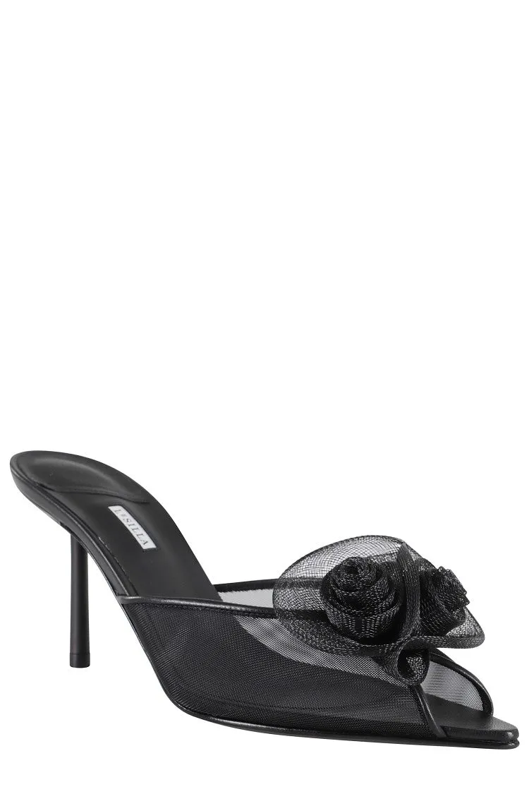 Pointed Toe Sandals With 3D Floral Appliqu